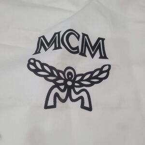 MCM Dustbag White Logo Drawstring Dustbag Like New 14"x10.5"